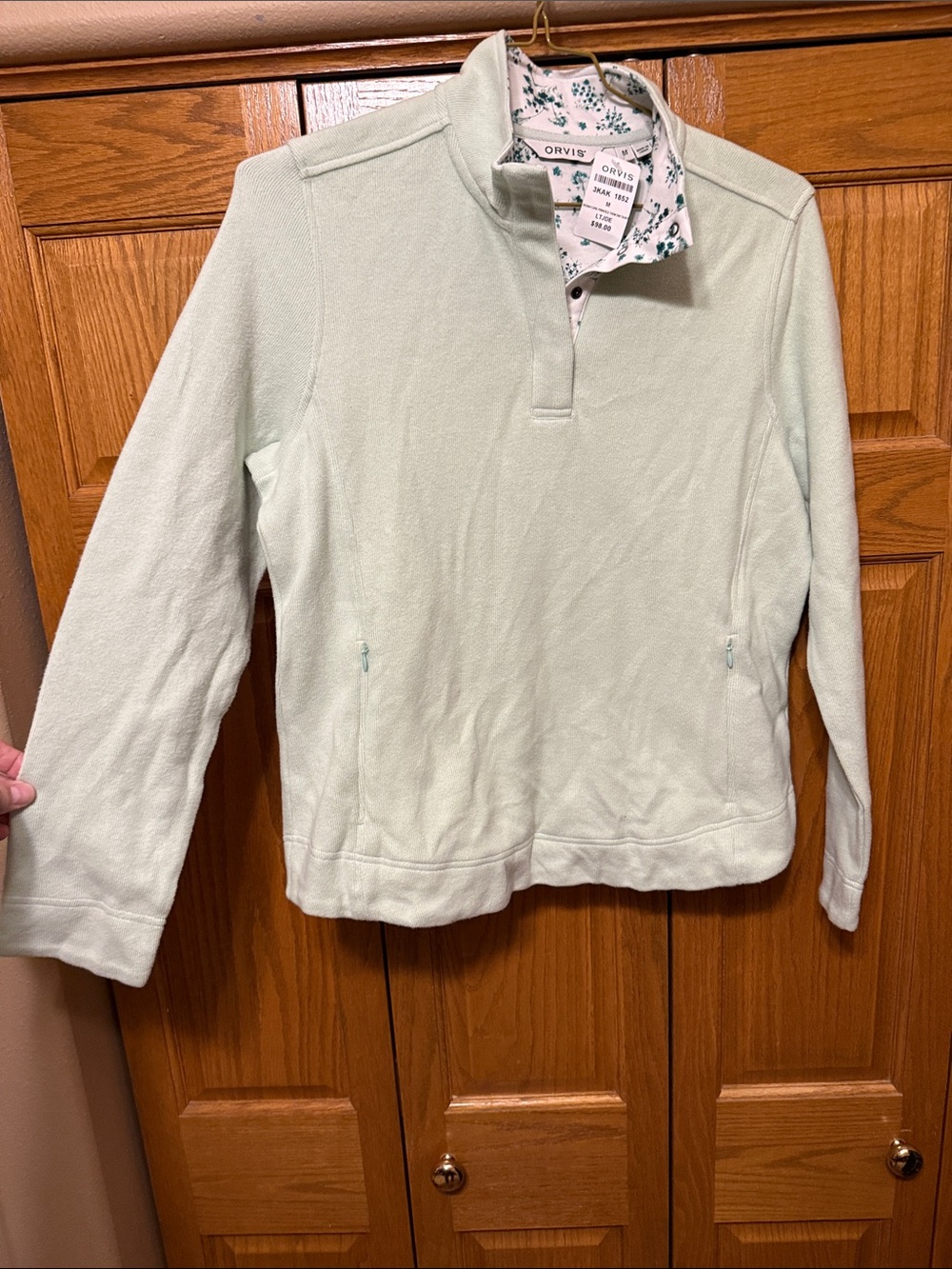 Orvis Mint Green Women’s Quarter-Snap Button Pullover-Medium
